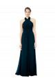 Sleeveless Midnight Green Halter Neck Open Back Soft Chiffon A-Line Formal Dress / Bridesmaid Dress Newcastle
