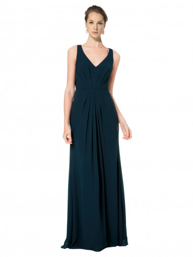 Sleeveless Midnight Green V-Neck Soft Chiffon A-Line Bridesmaid Dress Newcastle