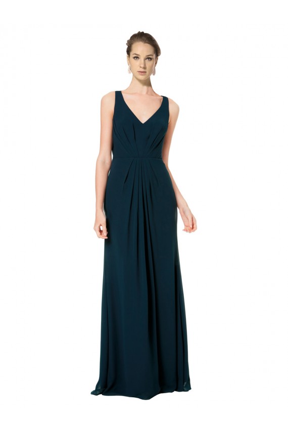 Sleeveless Midnight Green V-Neck Soft Chiffon A-Line Bridesmaid Dress Newcastle
