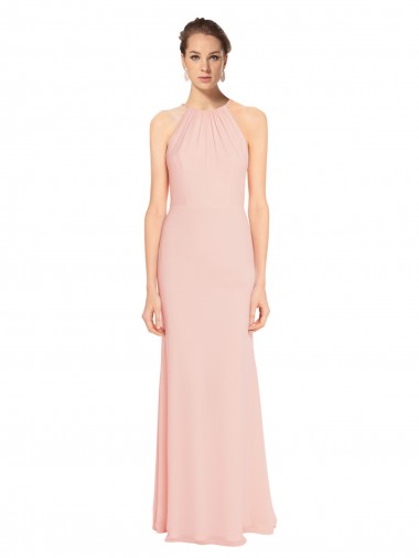 Sleeveless Pink Spaghetti Straps Chiffon A-Line Bridesmaid Dress Newcastle