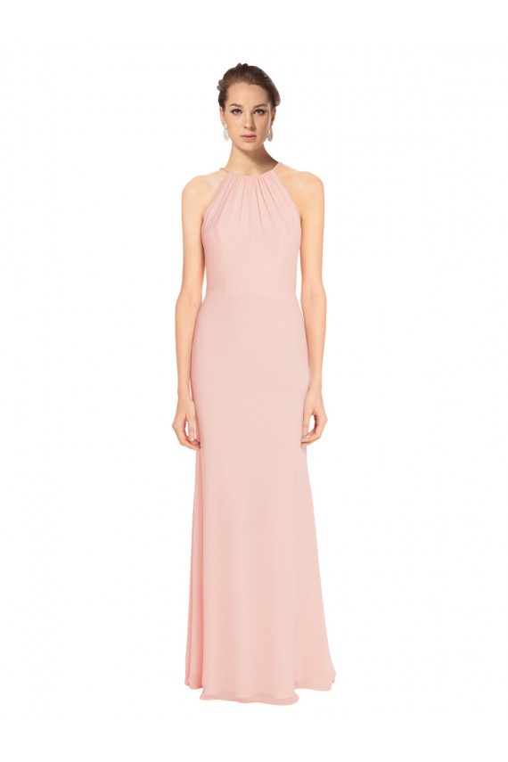 Sleeveless Pink Spaghetti Straps Chiffon A-Line Bridesmaid Dress Newcastle
