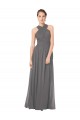 Sleeveless Stormy Silver Halter Neck Keyhole Back Soft Chiffon A-Line Bridesmaid Dress Newcastle