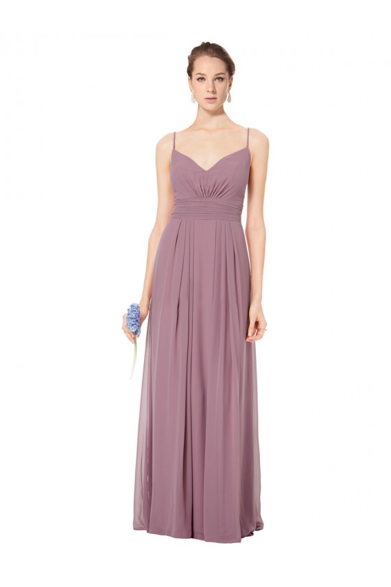 Sleeveless Spaghetti Straps Open Back Soft Chiffon A-Line Bridesmaid Gowns Newcastle
