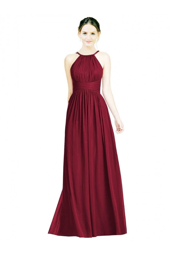 Sleeveless Halter Neck Open Back Chiffon A-Line Formal Dress / Bridesmaid Dress Newcastle