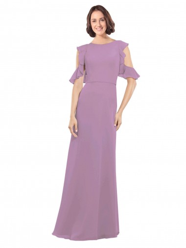 Cold Shoulder High Neck Criss Cross Back Soft Chiffon A-Line Bridesmaid Dresses Newcastle