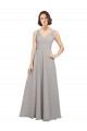 Sleeveless Oyster Silver V-Neck V-Back Soft Chiffon A-Line Bridesmaid Dress Newcastle