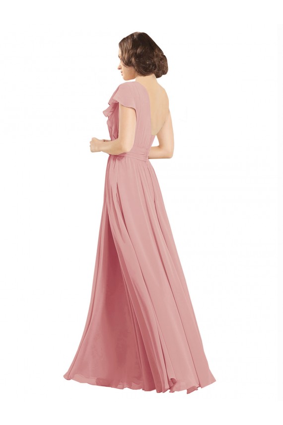 Sleeveless Bliss Pink One Shoulder Chiffon A-Line Bridesmaid Dress / Evening Dress Newcastle