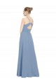 Sleeveless Dusty Blue V-Neck V-Back Soft Chiffon A-Line Evening Dress / Bridesmaid Dress Newcastle