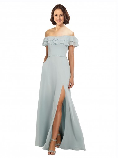 Sleeveless Off the Shoulder Keyhole Back Soft Chiffon A-Line Bridesmaid Dress Newcastle