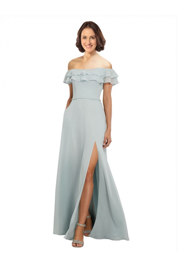 Sleeveless Off the Shoulder Keyhole Back Soft Chiffon A-Line Bridesmaid Dress Newcastle