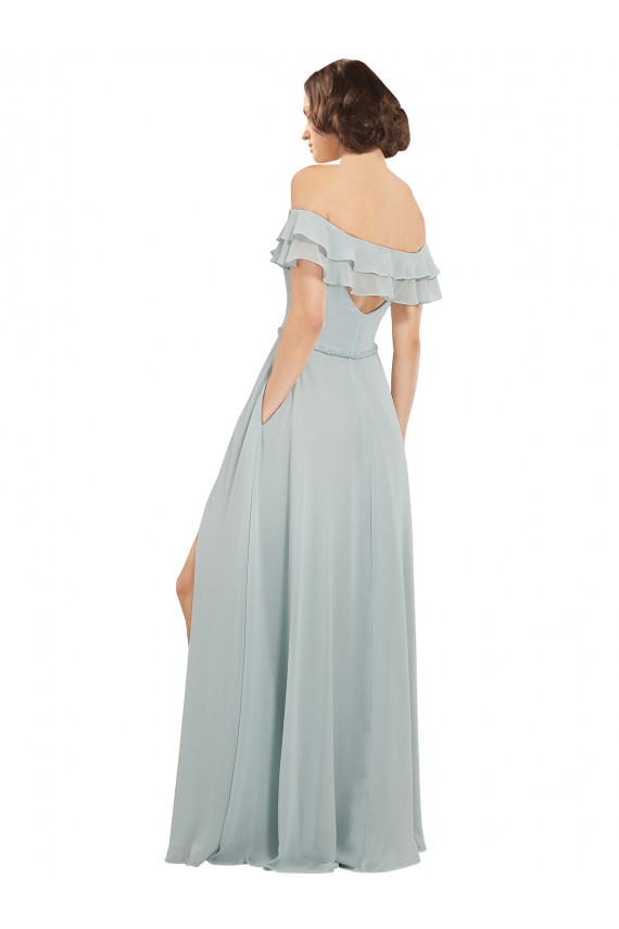 Sleeveless Off the Shoulder Keyhole Back Soft Chiffon A-Line Bridesmaid Dress Newcastle