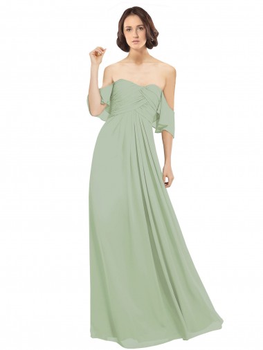 Cold Shoulder Off the Shoulder Soft Chiffon A-Line Bridesmaid Dress Newcastle