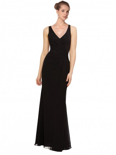 Sleeveless V-Neck Soft Chiffon Sheath Bridesmaid Gown Newcastle