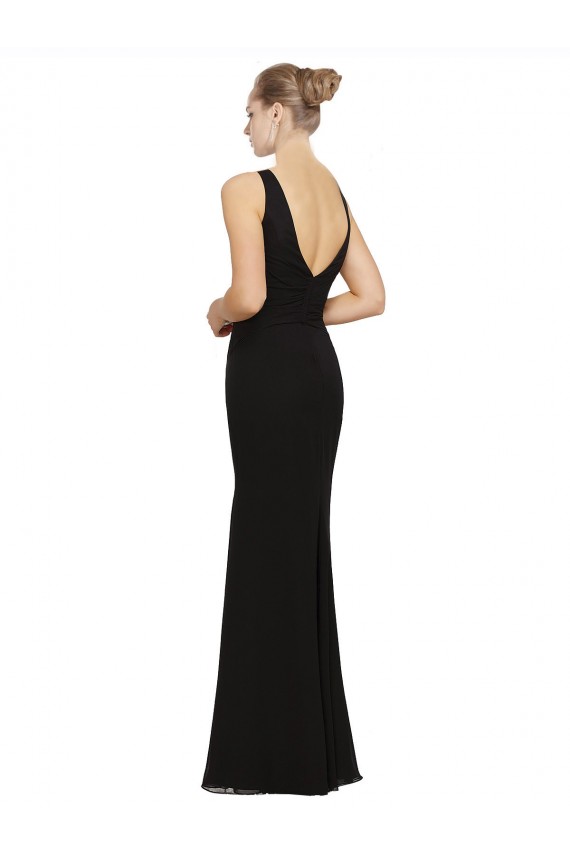 Sleeveless V-Neck Soft Chiffon Sheath Bridesmaid Gown Newcastle