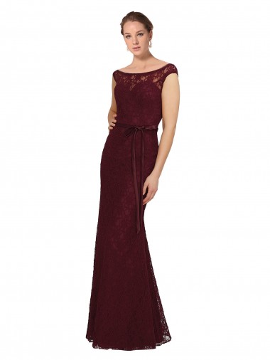 Cap Sleeves Bateau Neck Soft Chiffon Sheath Bridesmaid Dress Newcastle