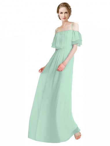 Sleeveless Mint Green Off the Shoulder Soft Chiffon A-Line Bridesmaid Dress Newcastle