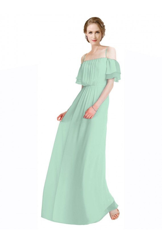 Sleeveless Mint Green Off the Shoulder Soft Chiffon A-Line Bridesmaid Dress Newcastle