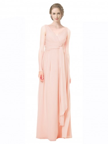 Sleeveless V-Neck V-Back Chiffon A-Line Wedding Party Dress Newcastle