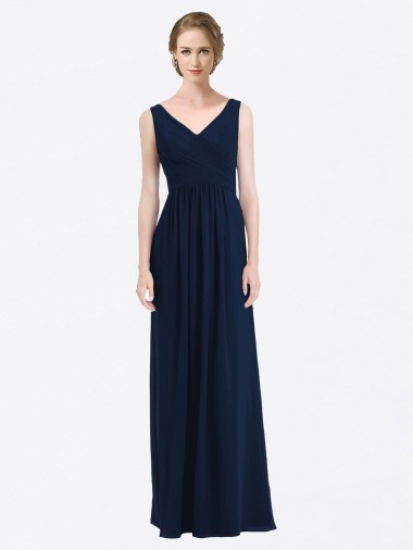 Sleeveless V-Neck Low Back Soft Chiffon A-Line Evening Gowns / Bridesmaid Dress Newcastle
