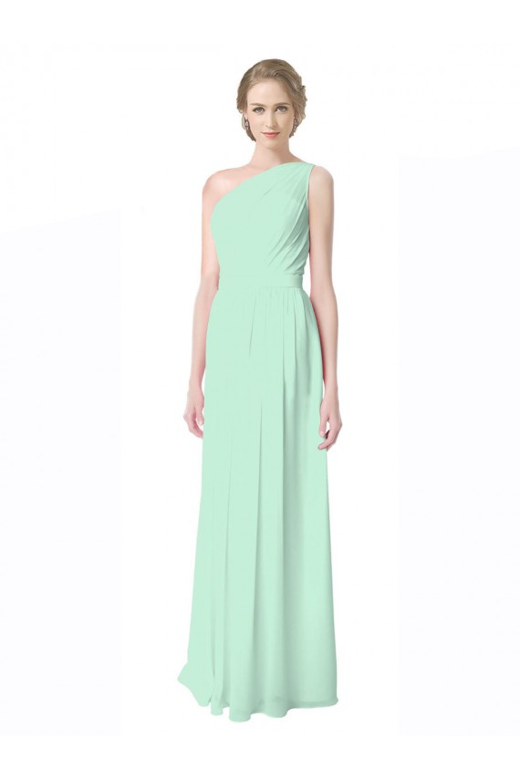 Sleeveless Mint Green One Shoulder Soft Chiffon A-Line Bridesmaid Dress Newcastle
