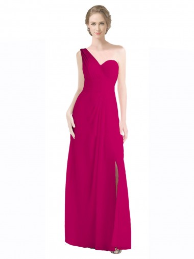 Sleeveless Red One Shoulder Soft Chiffon A-Line Bridesmaid Dress Newcastle