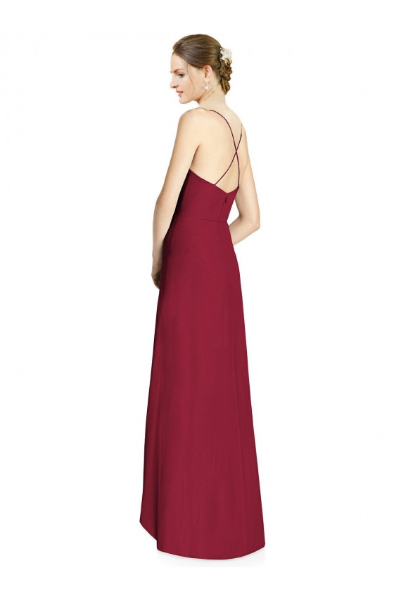 Sleeveless Burgundy Spaghetti Straps Open Back Soft Chiffon A-Line High Low Bridesmaid Dress Newcastle
