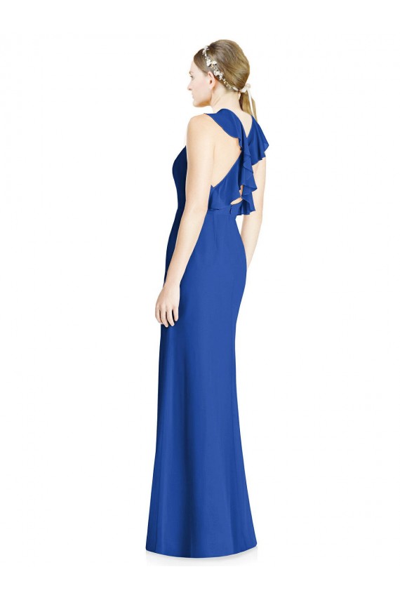 Sleeveless Halter Neck Criss Cross Back Soft Chiffon Trumpet Bridesmaid Dress Newcastle