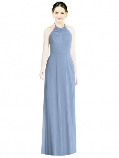 Sleeveless Halter Neck Low Back Chiffon A-Line Bridesmaid Dress Newcastle