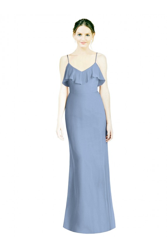 Sleeveless Spaghetti Straps Open Back Soft Chiffon A-Line Bridesmaid Dresses Newcastle