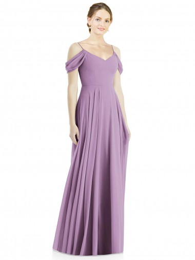Sleeveless Off the Shoulder Open Back Soft Chiffon A-Line Semi Formal Evening Dress / Bridesmaid Dress Newcastle