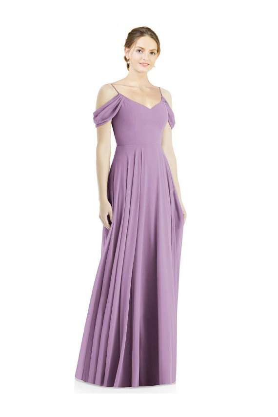 Sleeveless Off the Shoulder Open Back Soft Chiffon A-Line Semi Formal Evening Dress / Bridesmaid Dress Newcastle