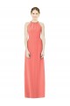 Sleeveless Coral Halter Neck Open Back Soft Chiffon A-Line Bridesmaid Dress Newcastle