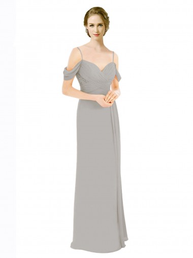 Cold Shoulder Off the Shoulder Open Back Soft Chiffon & Lace A-Line Bridesmaid Dress Newcastle