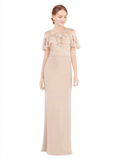 Sleeveless Off the Shoulder Soft Chiffon & Lace A-Line Prom Dress / Bridesmaid Dress Newcastle