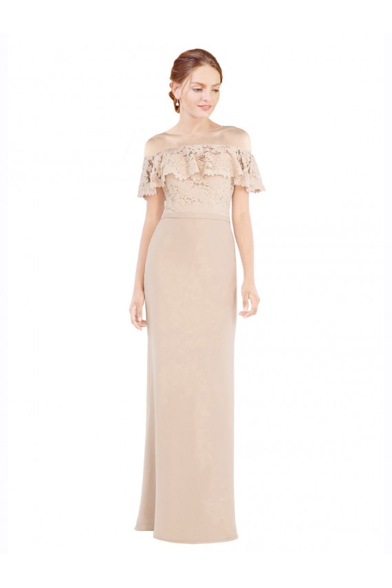 Sleeveless Off the Shoulder Soft Chiffon & Lace A-Line Prom Dress / Bridesmaid Dress Newcastle