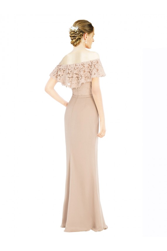 Sleeveless Off the Shoulder Soft Chiffon & Lace A-Line Prom Dress / Bridesmaid Dress Newcastle