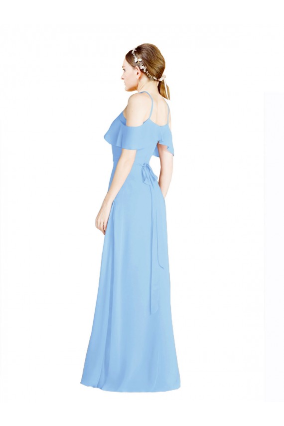 Cold Shoulder Halter Neck Low Back Soft Chiffon A-Line Formal Dress / Bridesmaid Dress Newcastle