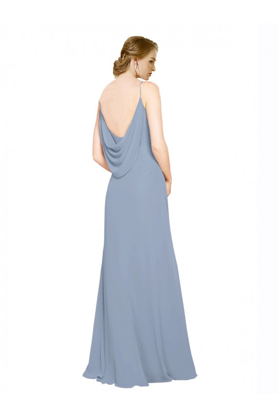 Sleeveless Dusty Blue Spaghetti Straps Chiffon A-Line Bridesmaid Dress / Evening Dress Newcastle