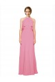 Sleeveless Skin Pink Halter Neck Low Back Soft Chiffon A-Line Bridesmaid Dress Newcastle