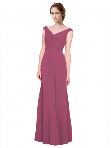 Sleeveless Mauve Taupe V-Neck Soft Chiffon A-Line Bridesmaid Dress Newcastle