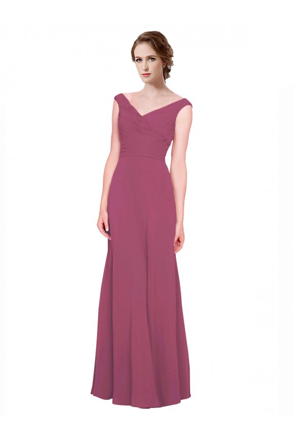 Sleeveless Mauve Taupe V-Neck Soft Chiffon A-Line Bridesmaid Dress Newcastle