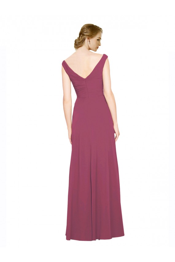 Sleeveless Mauve Taupe V-Neck Soft Chiffon A-Line Bridesmaid Dress Newcastle