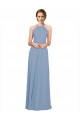Sleeveless Dusty Blue Halter Neck Criss Cross Open Back Chiffon A-Line Bridesmaid Dress / Evening Dress Newcastle