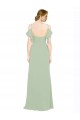 Sleeveless Smoke Green Off the Shoulder Low Back Lxue Chiffon A-Line Bridesmaid Dress Newcastle