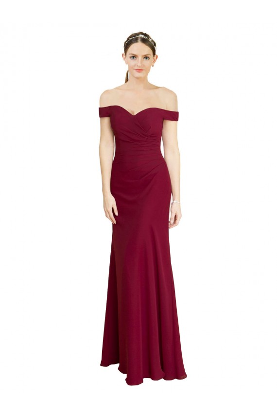 Sleeveless Off the Shoulder Soft Chiffon Mermaid Black Tie Prom Dress / Bridesmaid Dress Newcastle