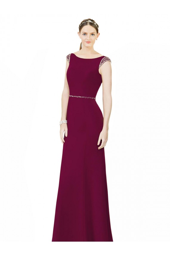 Sleeveless Boat Neck Low Back Soft Chiffon A-Line Bridesmaid Dress Newcastle