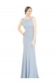 Sleeveless Light Sky Blue Boat Neck Low Back Soft Chiffon A-Line Bridesmaid Dress Newcastle