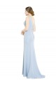 Sleeveless Light Sky Blue Boat Neck Low Back Soft Chiffon A-Line Bridesmaid Dress Newcastle