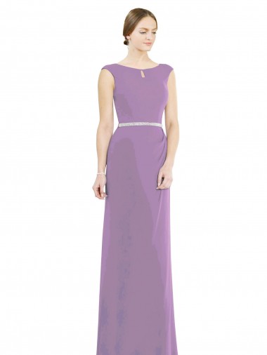Sleeveless Boat Neck Low Back Soft Chiffon A-Line Formal Dress / Bridesmaid Dress Newcastle