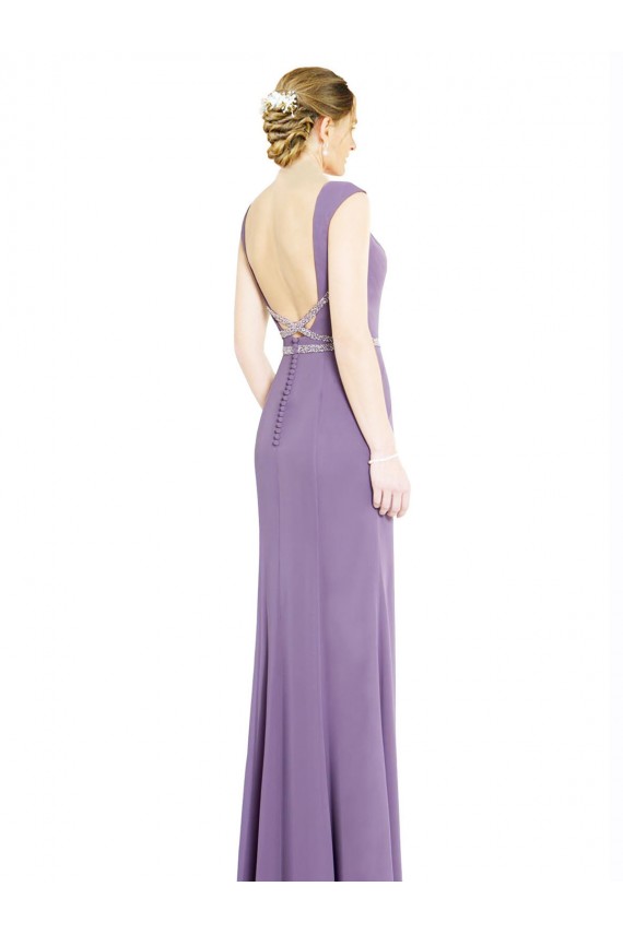 Sleeveless Boat Neck Low Back Soft Chiffon A-Line Formal Dress / Bridesmaid Dress Newcastle